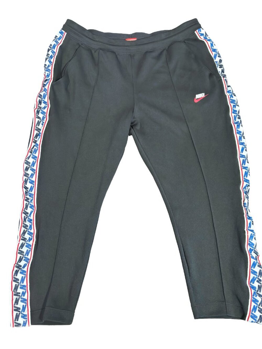 Nike Logo Tape Track Pants Cropped Snap Hem Black Athletic Women 2XL
